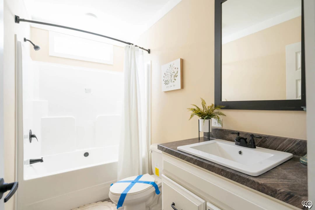 The barndominium 1 story bathroom home features