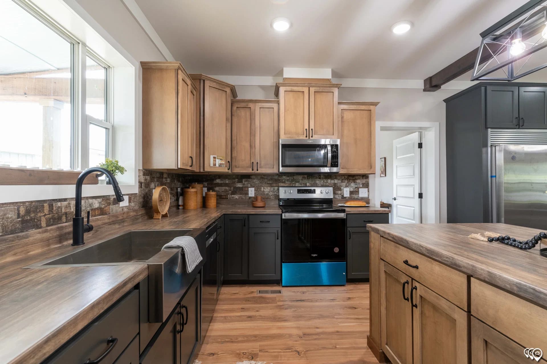 The barndominium 1 story kitchen home features