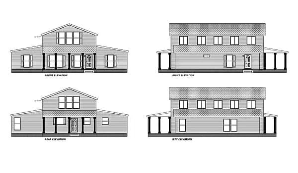 The barndominium 2 elevation home features