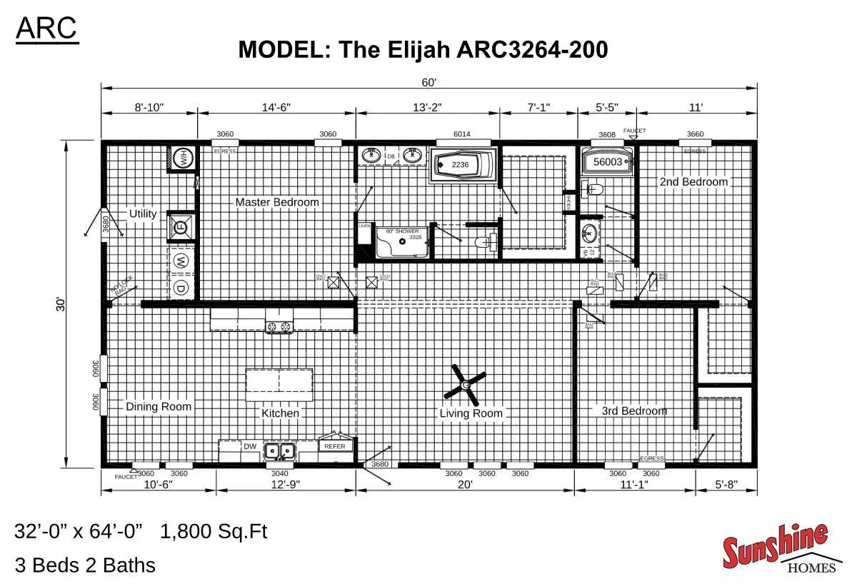 Arc3264-200 floor plan home features