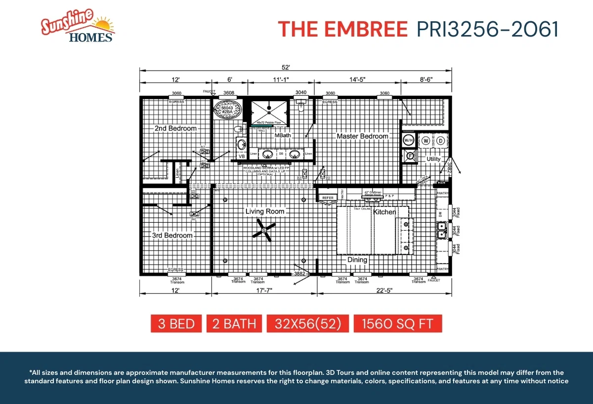 Pri3256-2061 floor plan home features
