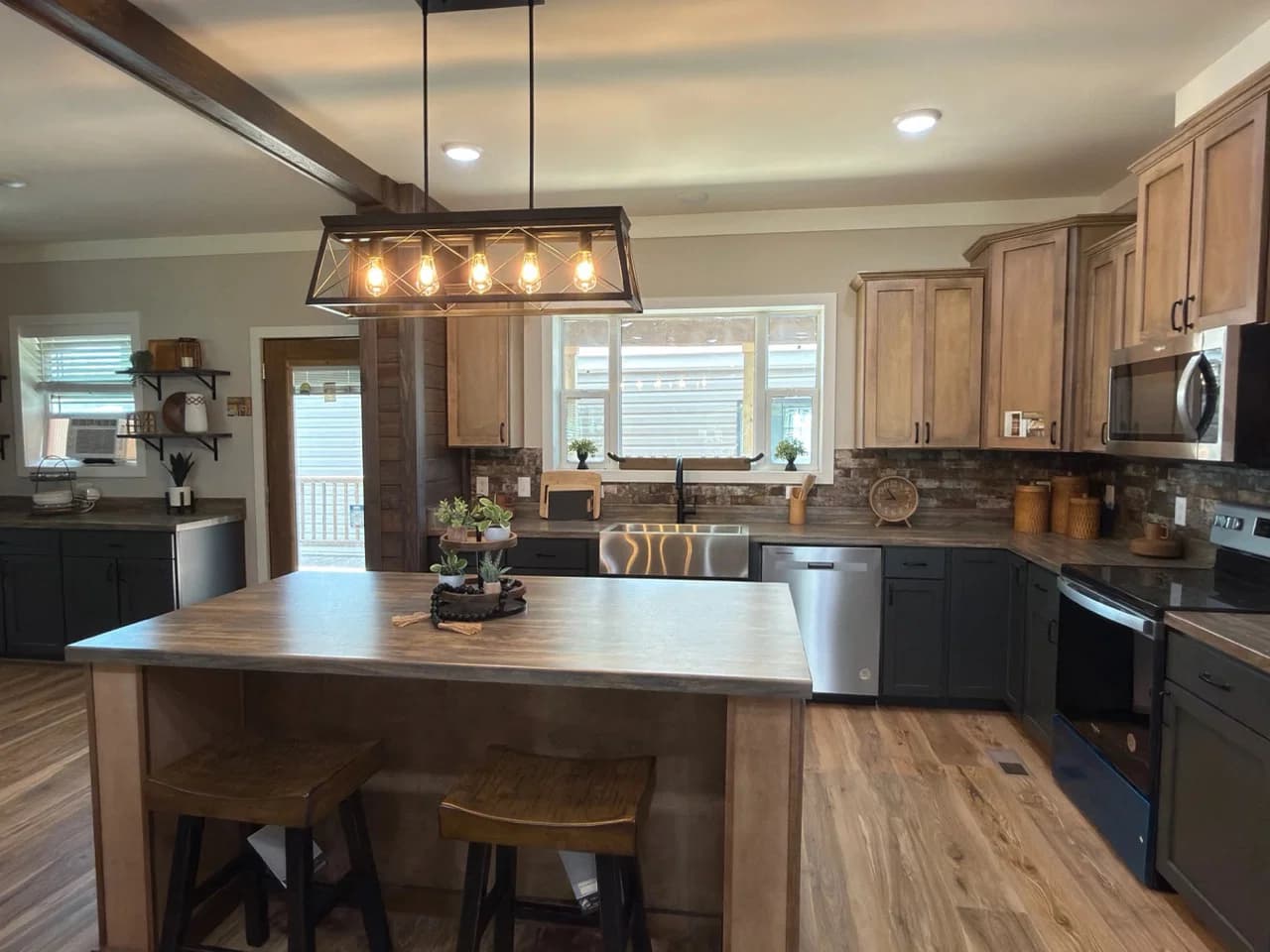 The barndominium 2 kitchen home features