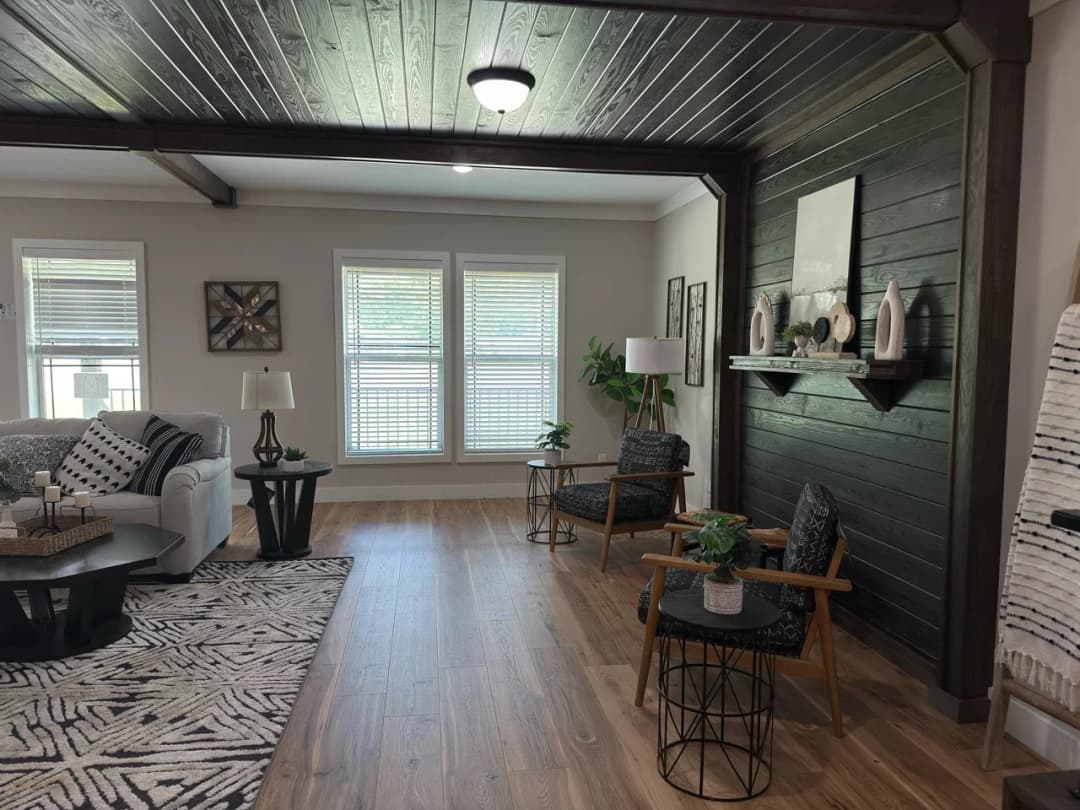 The barndominium interior home features