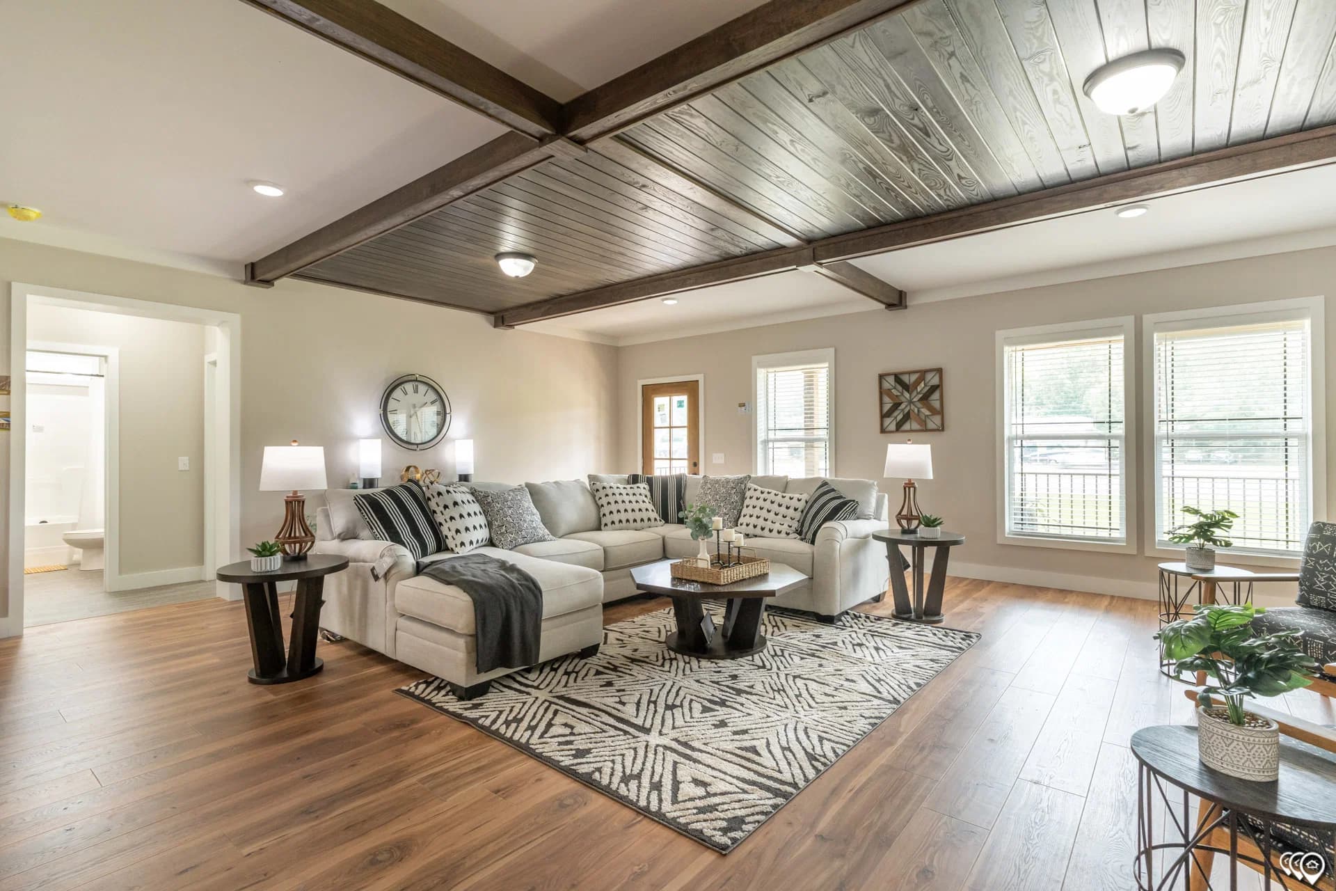 The barndominium 1 story interior home features