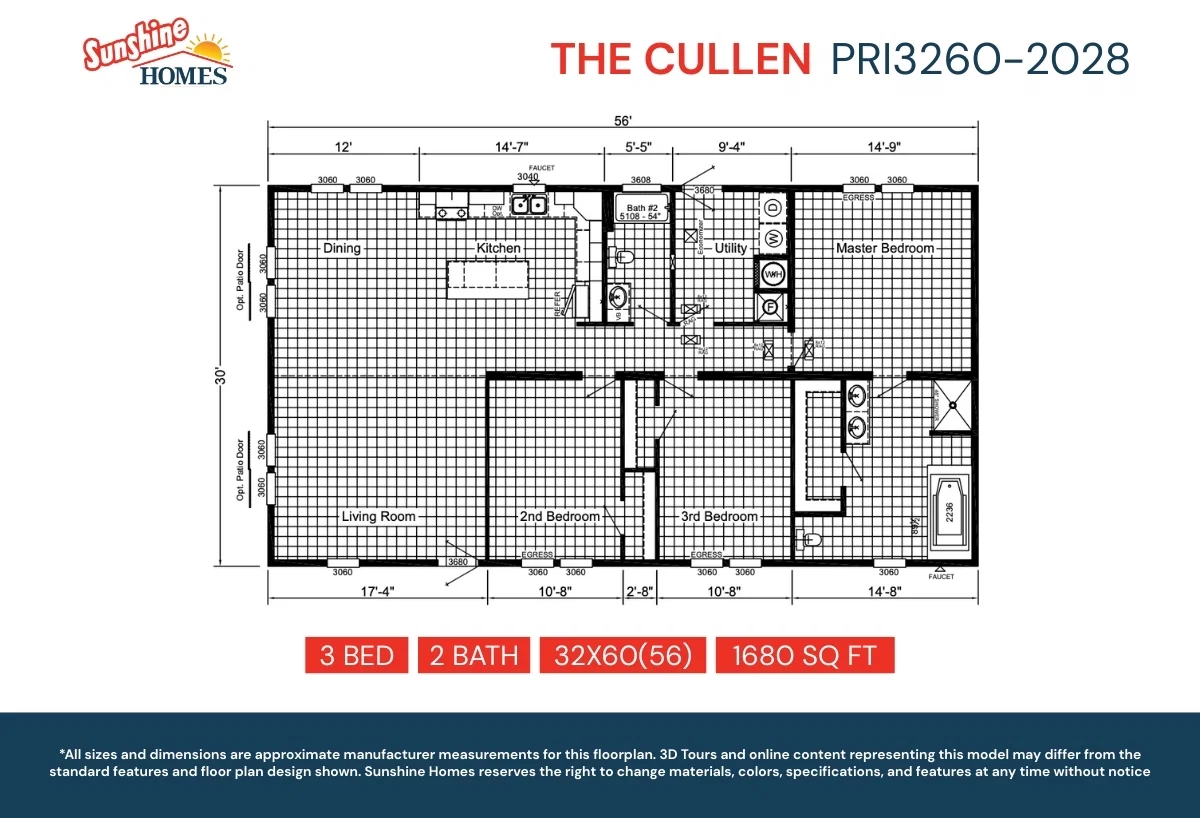 Pri3260-2028 floor plan home features