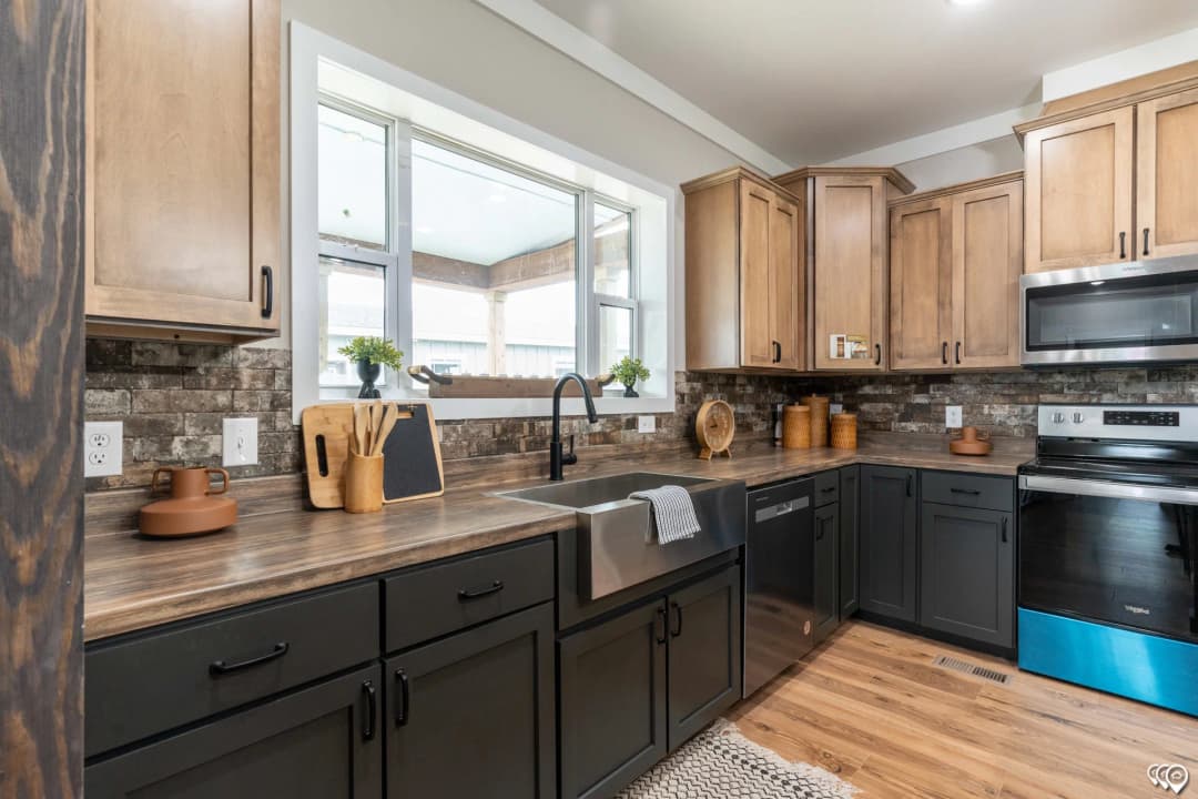 The barndominium 1 story kitchen home features