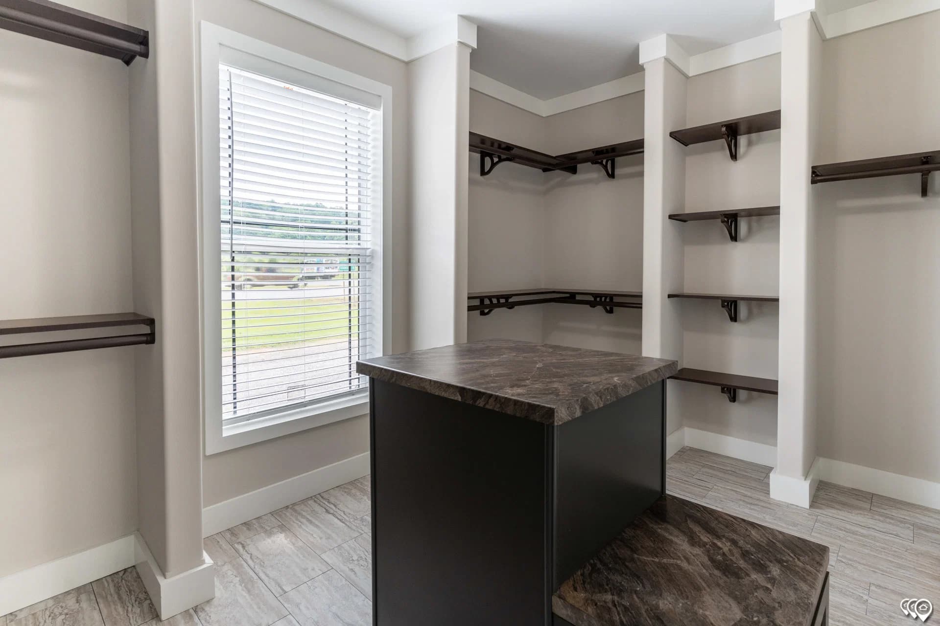 The barndominium 1 story interior home features