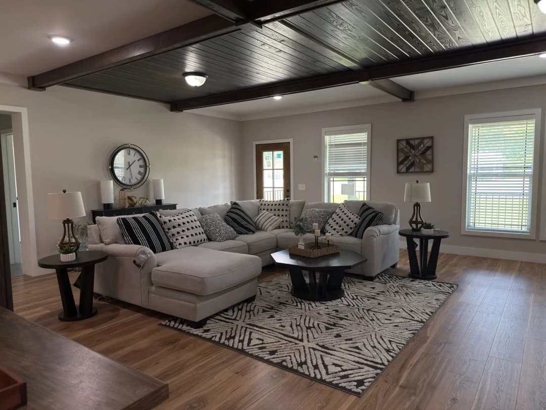 The barndominium interior home features