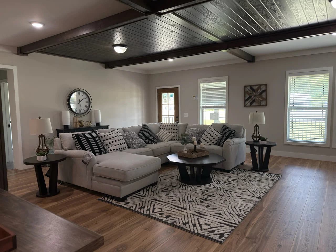The barndominium interior home features