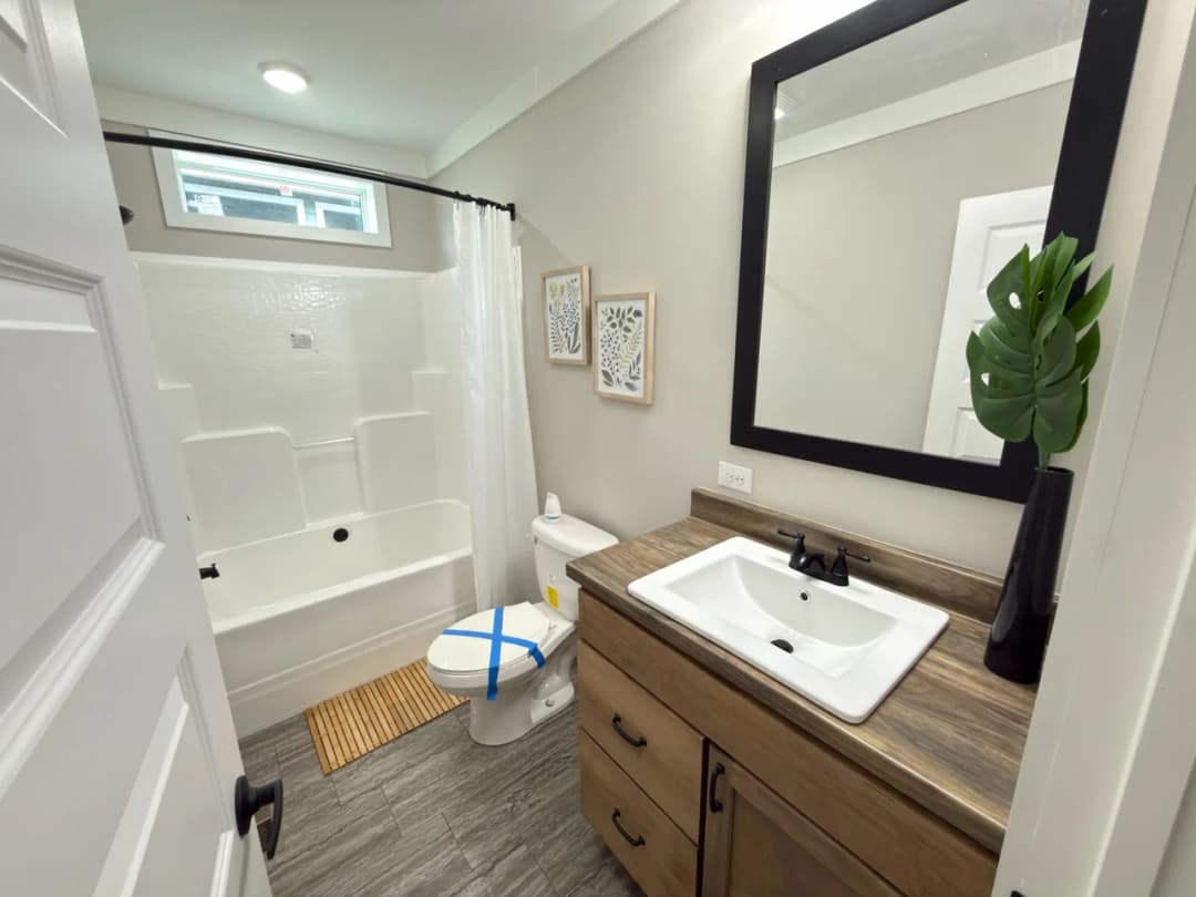 The barndominium 2 bathroom home features