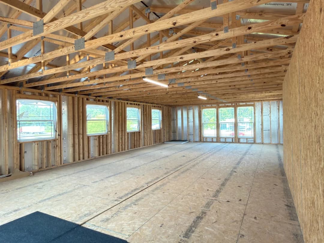 The barndominium interior home features