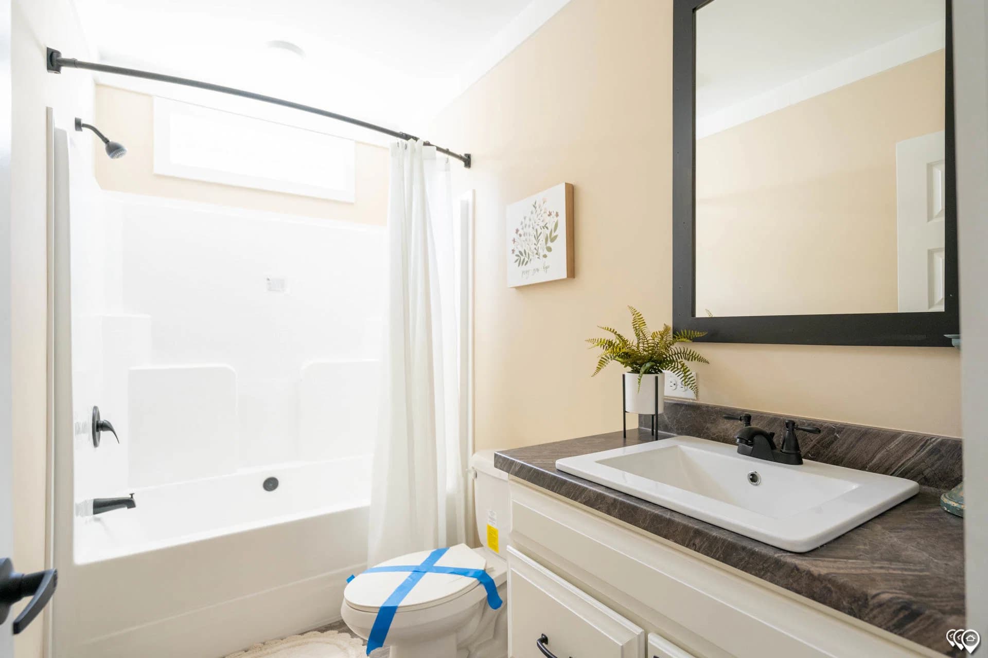 The barndominium 2 bathroom home features