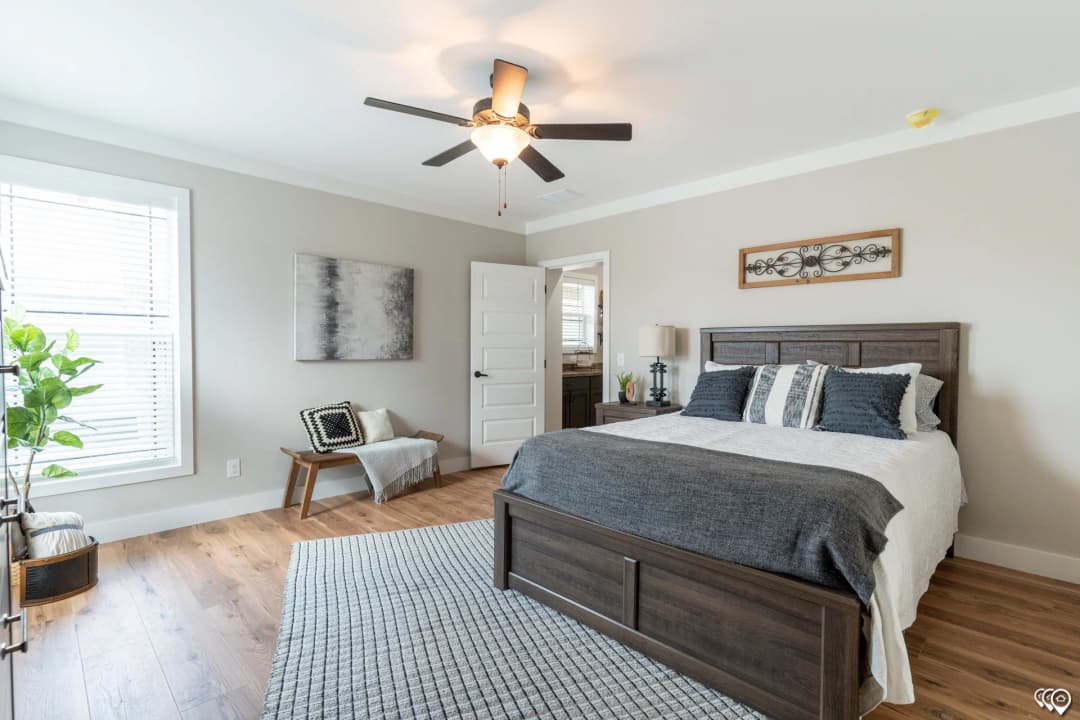 The barndominium 1 story bedroom home features