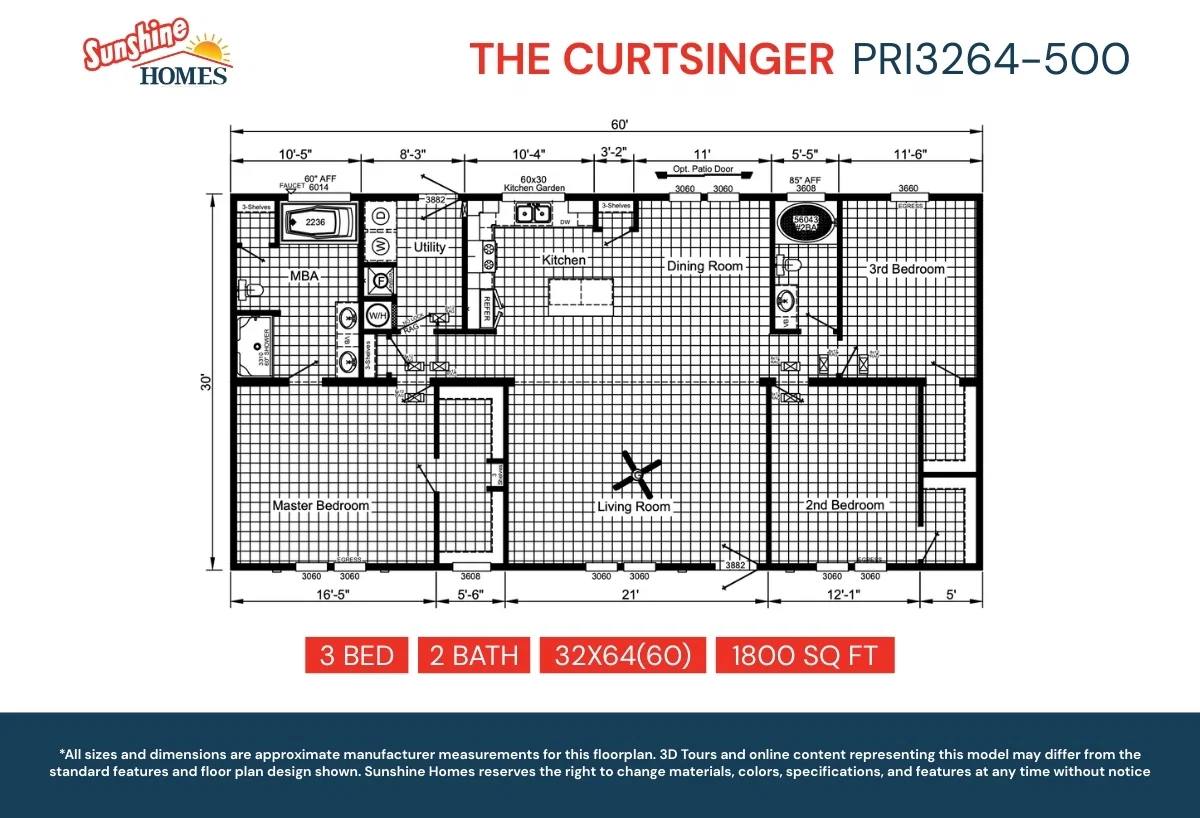 Pri3264-500 floor plan home features