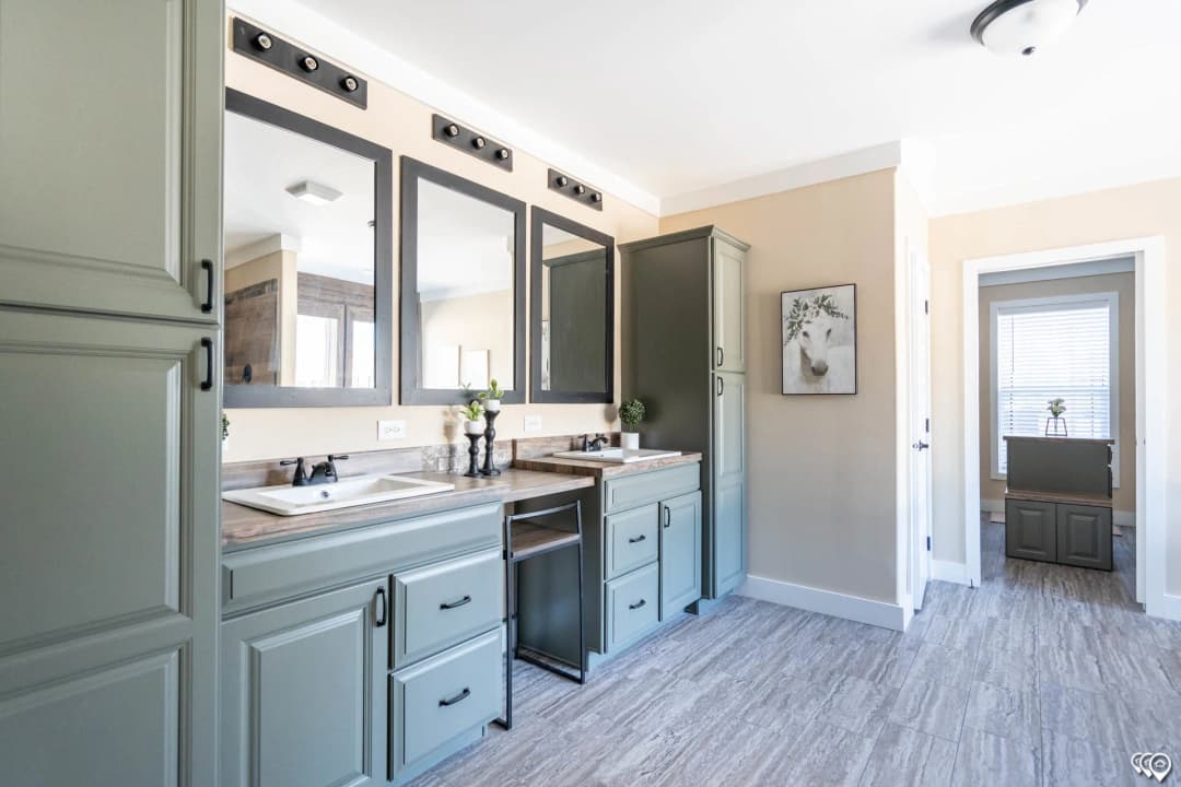 The barndominium 1 story bathroom home features