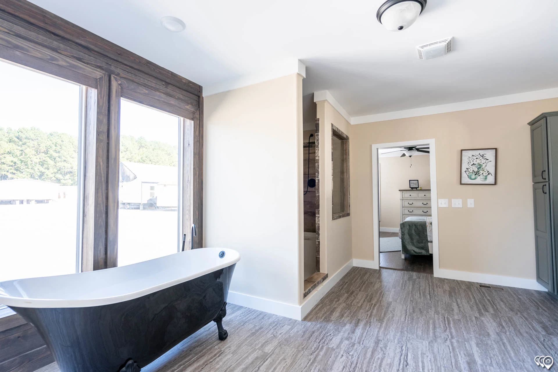The barndominium 1 story bathroom home features