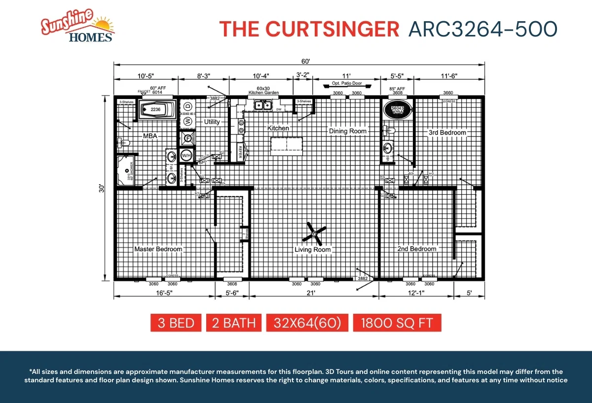 Arc3264-500 floor plan home features