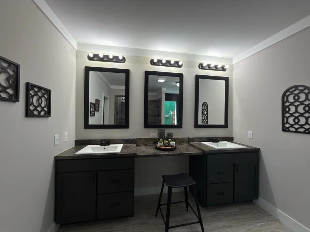 The barndominium 2 bathroom home features