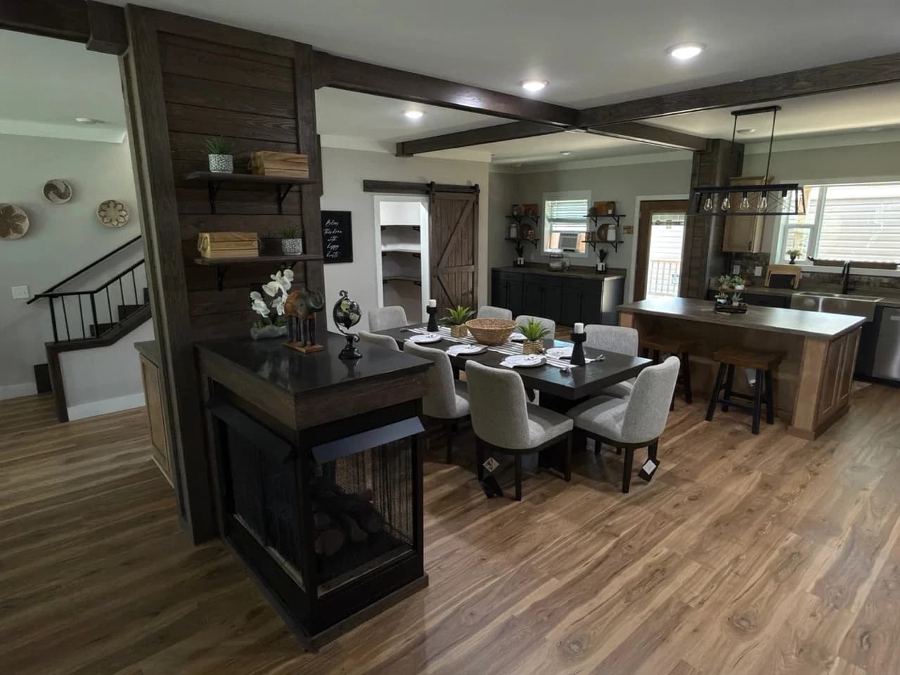 The barndominium interior home features