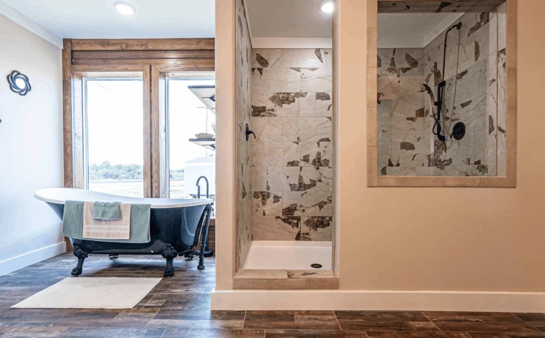 The old hay barn bathroom home features
