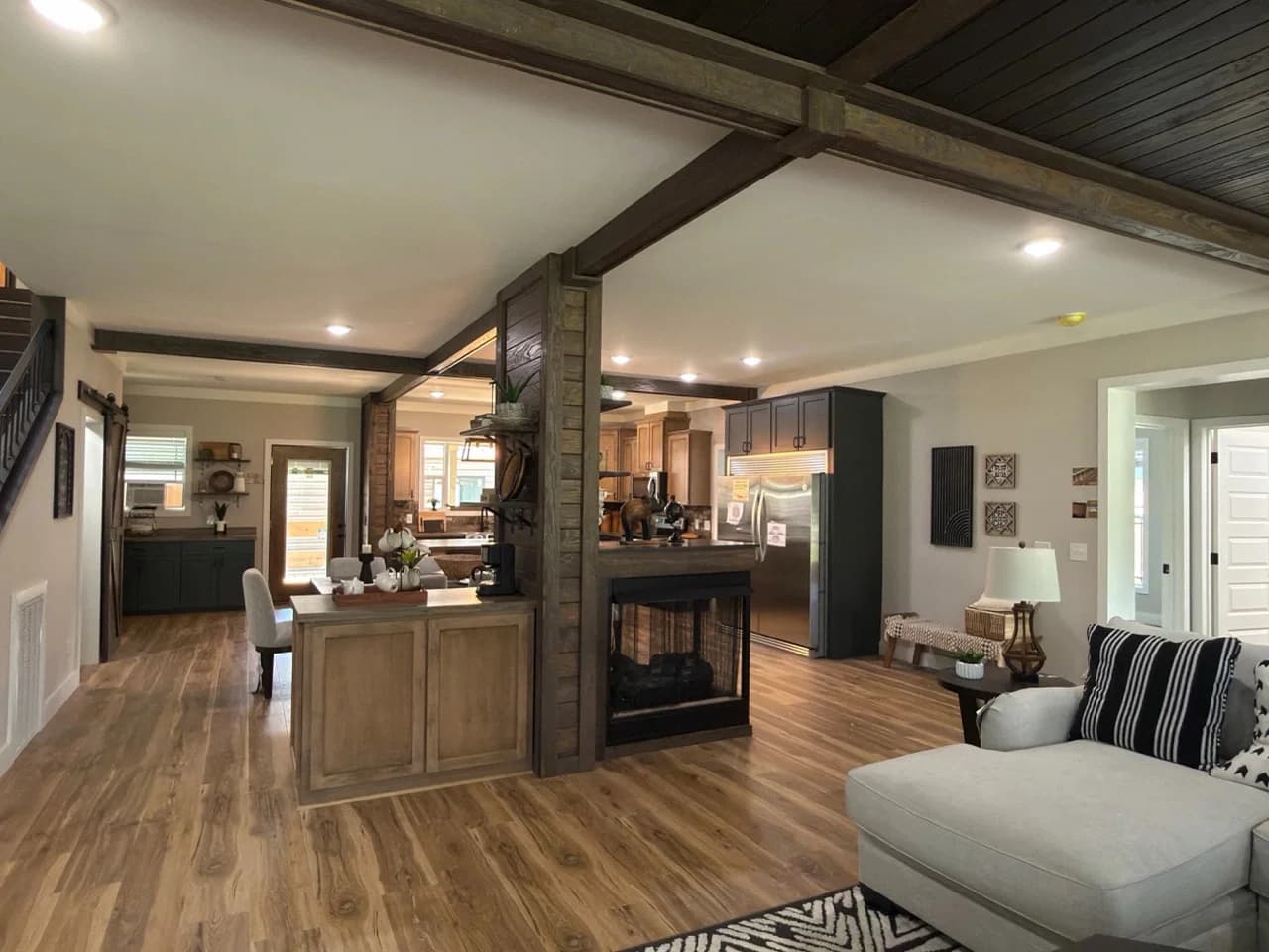 The barndominium interior home features
