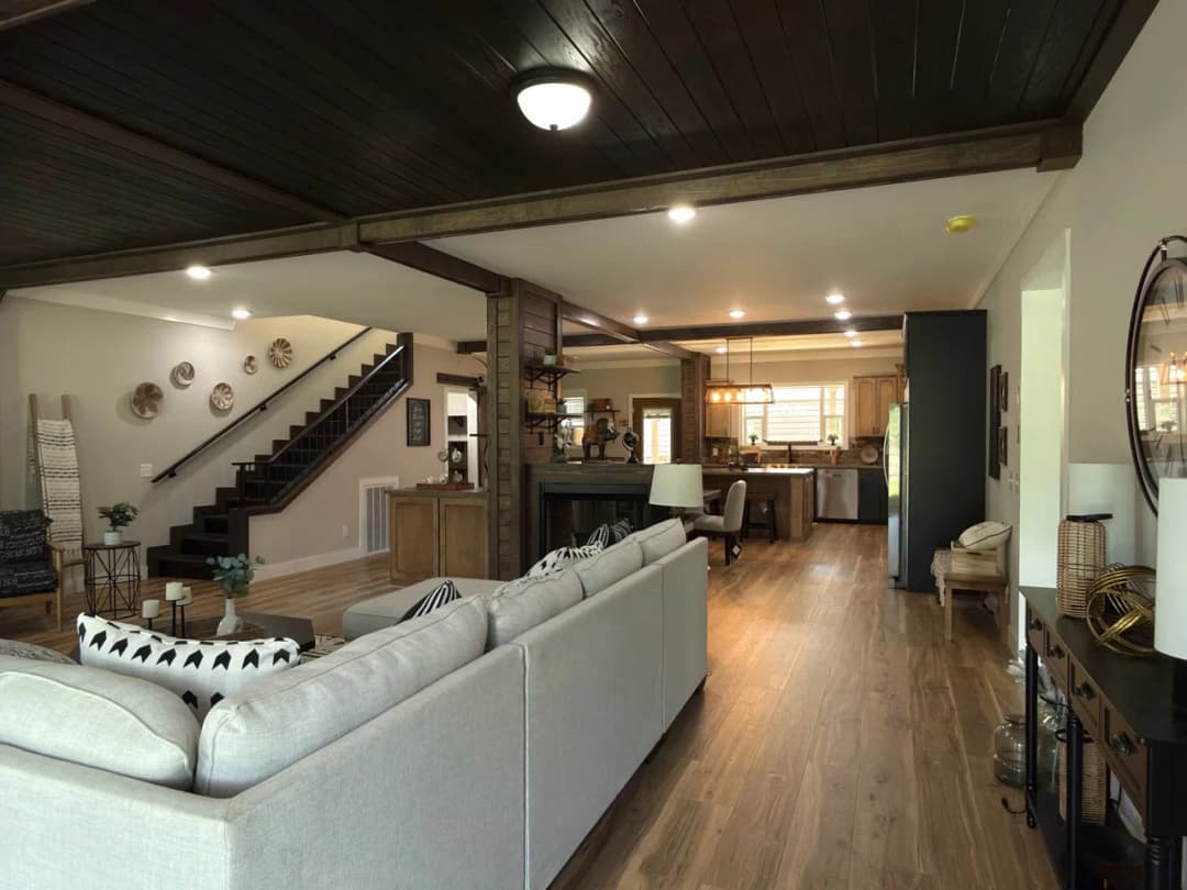 The barndominium interior home features