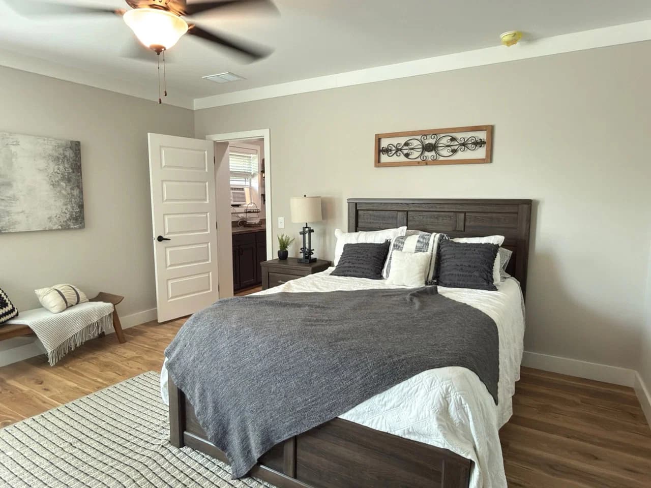 The barndominium 2 bedroom home features