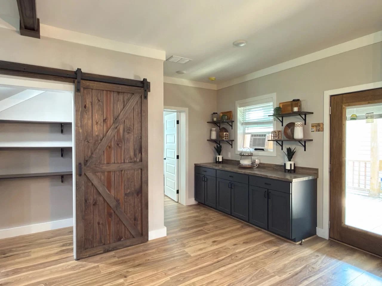 The barndominium interior home features
